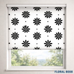 rulouri textile cu flori stilizate pentru interior modern